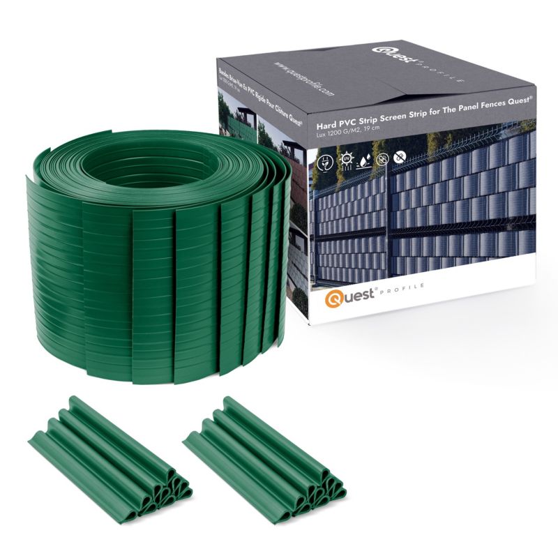 Taśma ogrodzeniowa PCV 19cm, listwa do ogrodzeń panelowych premium, 900 g/m2, RAL6005, zielony, 2.52m