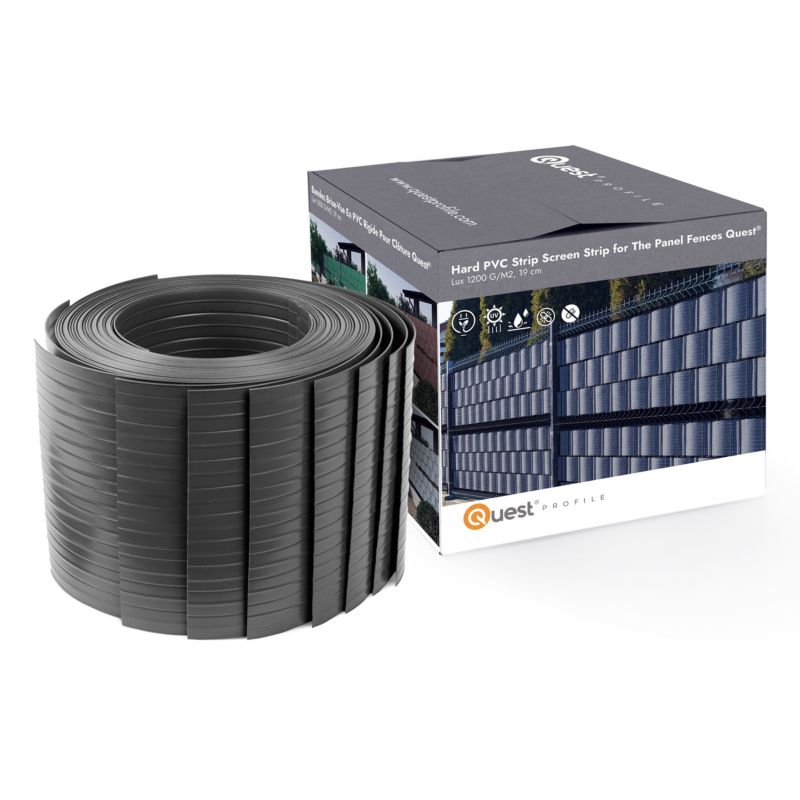 Taśma ogrodzeniowa PCV 19cm, listwa do ogrodzeń panelowych premium, 900 g/m2, RAL7016, antracyt, 2.52m
