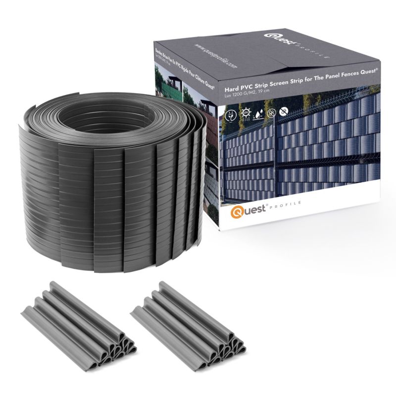 Taśma ogrodzeniowa PCV 19cm, listwa do ogrodzeń panelowych premium, 900 g/m2, RAL7016, antracyt, 2.52m