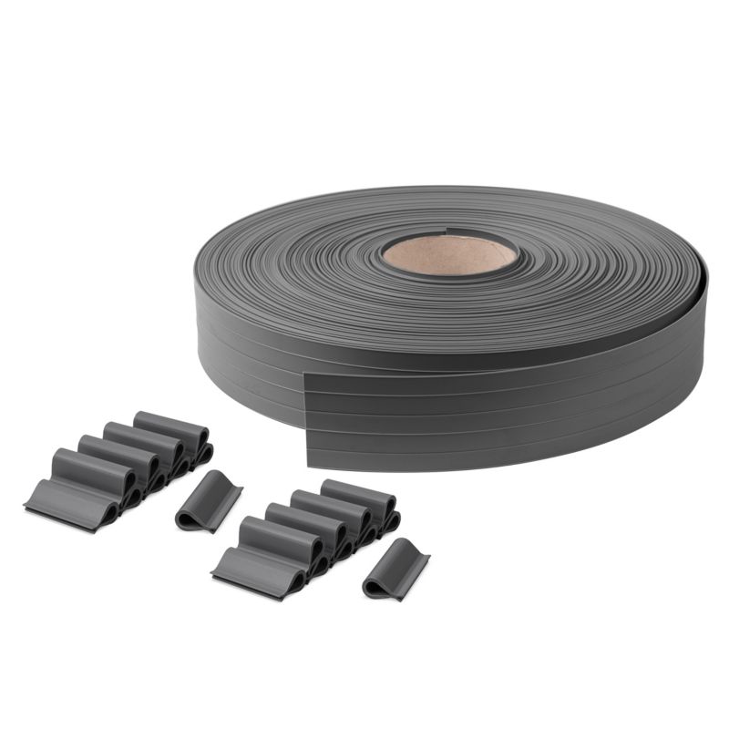 Taśma ogrodzeniowa PCV 19cm z 80 klipsami, listwa do przetłoczeń ogrodzeń panelowych premium, 900 g/m2, antracyt, 50m