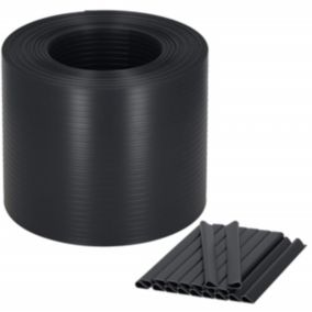 Taśma ogrodzeniowa Springos PVC 26 m x 19 cm 1200 g/m2 z klipsami mocującymi 20 szt. antracyt 1 kpl.