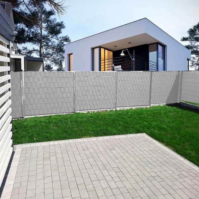 Taśma ogrodzeniowa Springos PVC 35m x 19 cm 450 g/m2 z klipsami mocującymi 20 szt. szary 1 kpl.