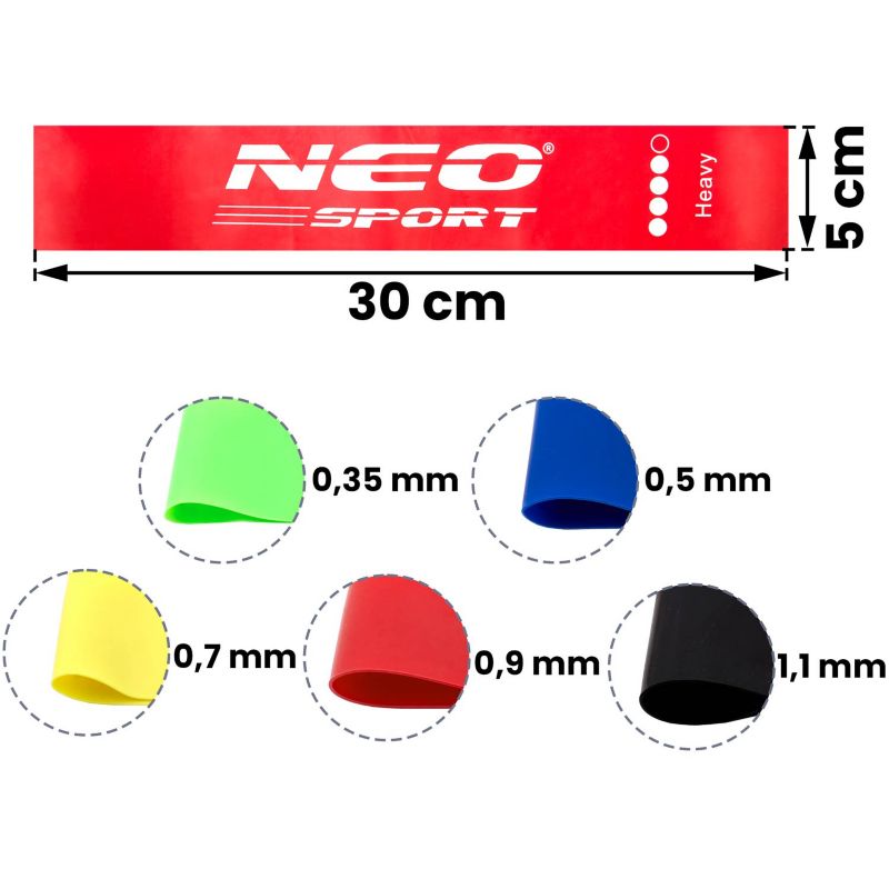 Taśma oporowa Neo-Sport do ćwiczeń 60x5cm 5 szt. NS-959 1szt.