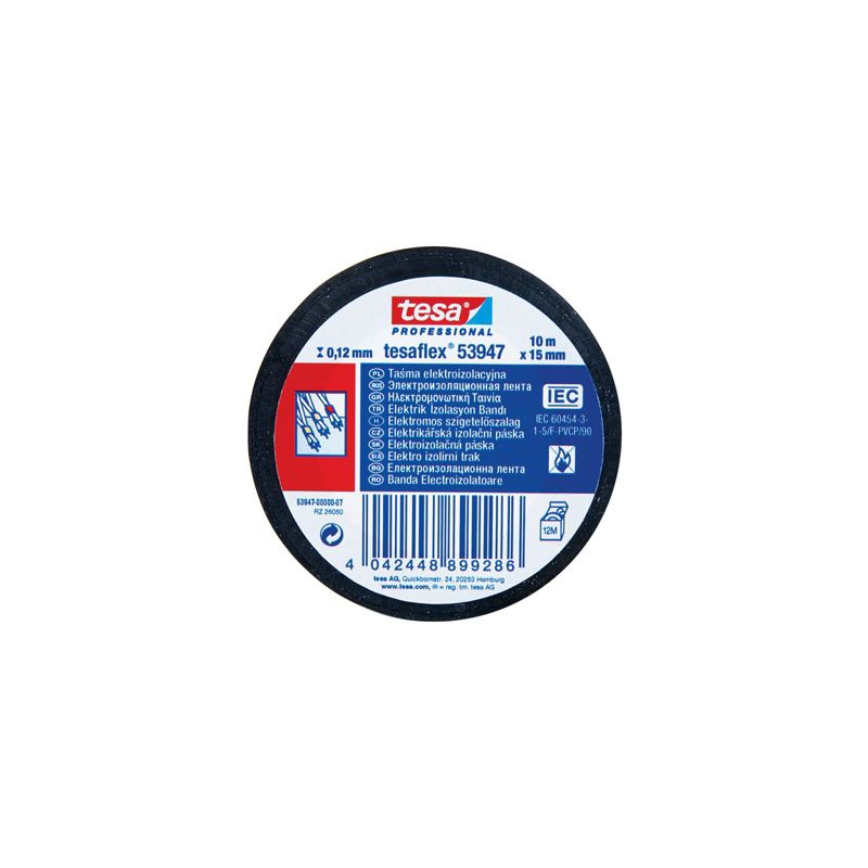 Taśma Tesa elektroizol.7000v pcw 10m 15mm czarna h5394810 1 szt.