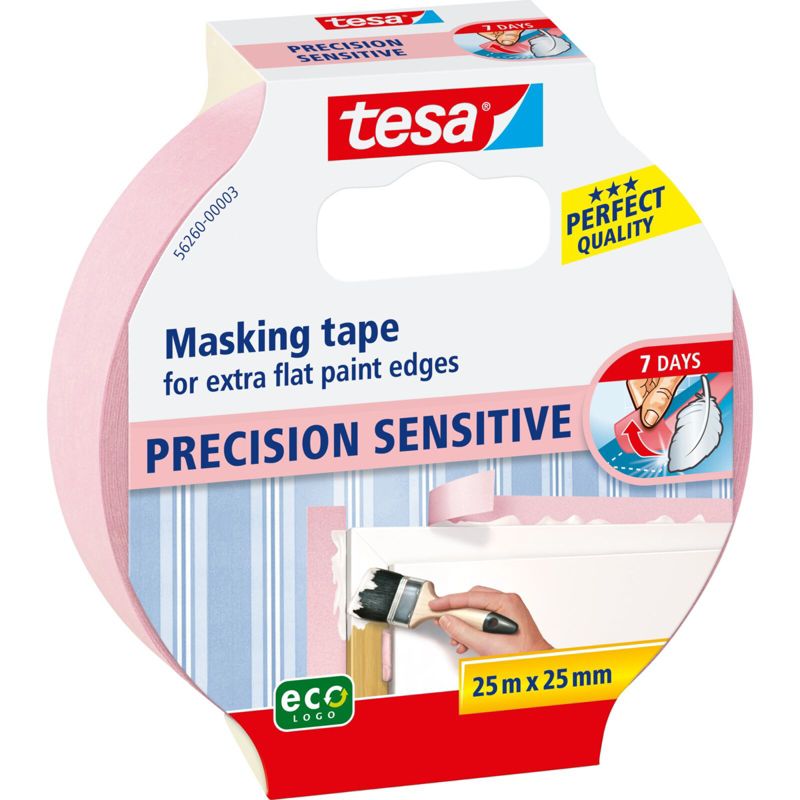 Taśma Tesa malar.precyz.do wnętrz 7dni 25m 25mm, róż 1 szt.