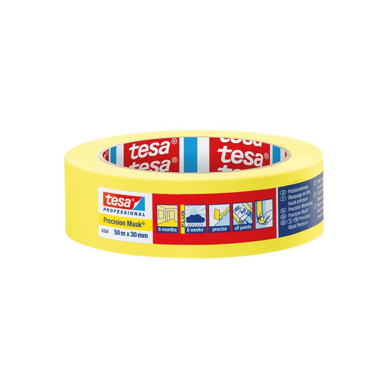 Taśma Tesa malar.precyz.extra cienka 5msc washi 50m 30mm, żół 1 szt.