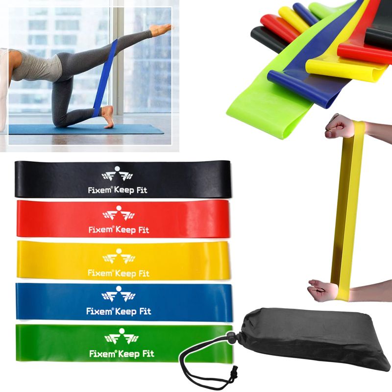 Taśmy fitness gumy do ćwiczeń mini band lateksowych oporowych gum Fixem 5szt