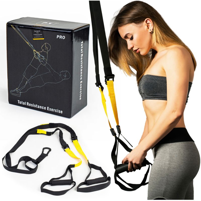 Taśmy treningowe Pretorians liny do ćwiczeń pasy trening siłowy fitness żółto-czarne 1 szt.