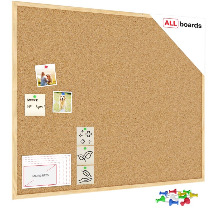 Tablica korkowa 100x80 cm ALLboards rama drewniana naturalna 1 szt.