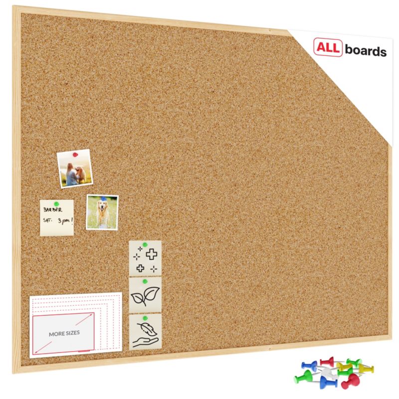 Tablica korkowa 120x90 cm ALLboards rama drewniana natrualna 1 szt.