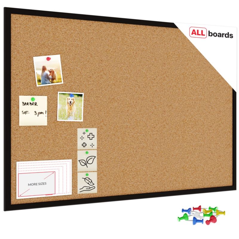 Tablica korkowa 90x60 cm ALLboards rama drewniana czarna 1 szt.