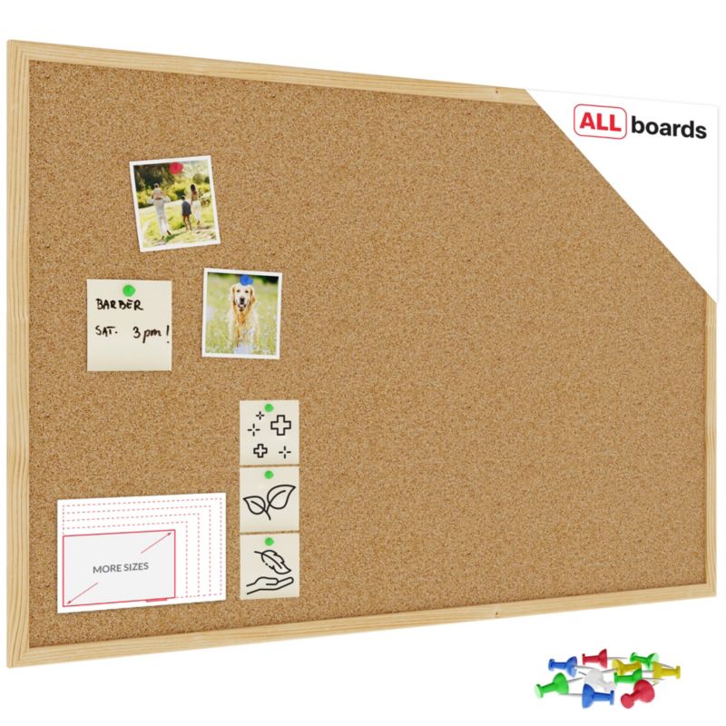 Tablica korkowa 90x60 cm ALLboards rama drewniana naturalna 1 szt.