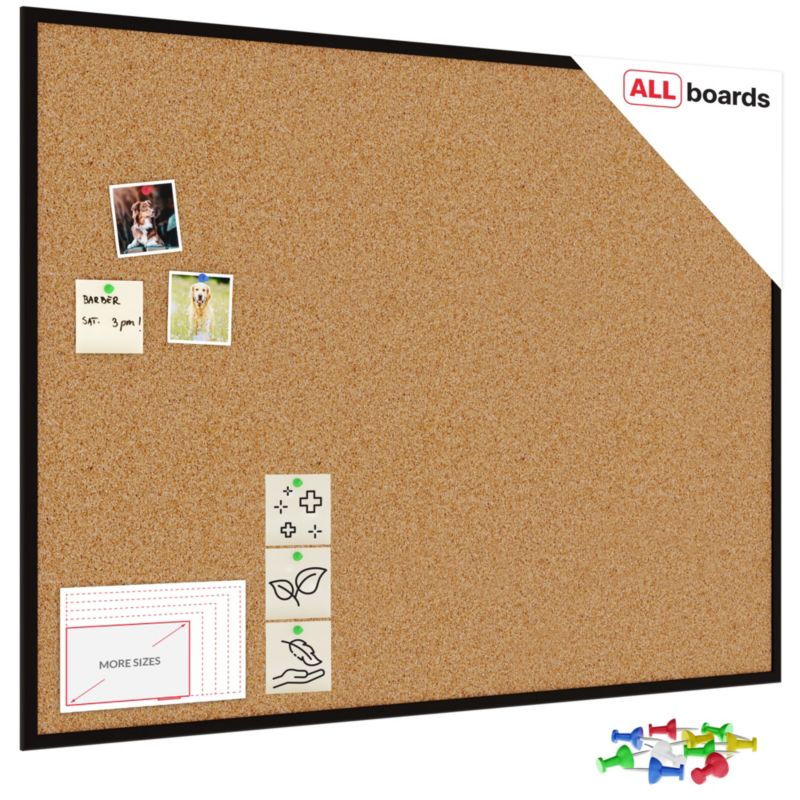 Tablica korkowa ALLboards 120x90 cm rama drewniana czarna 1 szt.