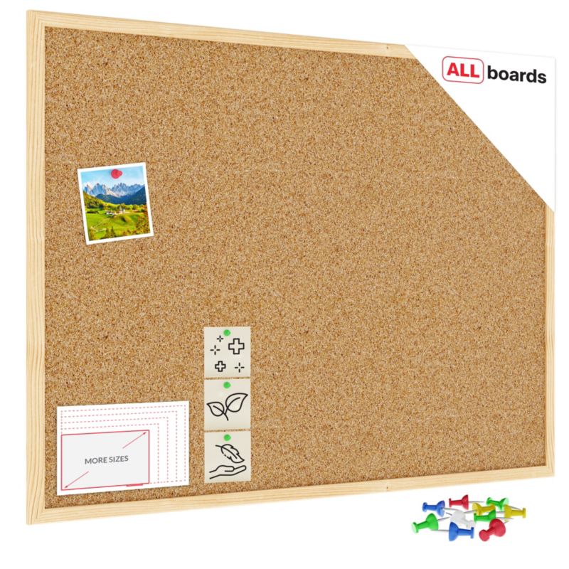 Tablica korkowa ALLboards 80x60 cm rama drewniana naturalna 1 szt.