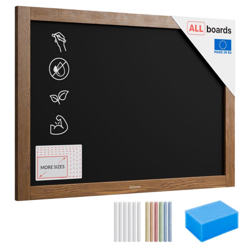 Tablica kredowa ALLboards 70x50 cm rama drewniana klasyczny brąz 1 szt.