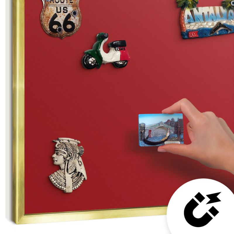 Tablica magnetyczna dekoracyjna Wallfluent 70x50 Jasny bordowy w złotej ramie 1szt