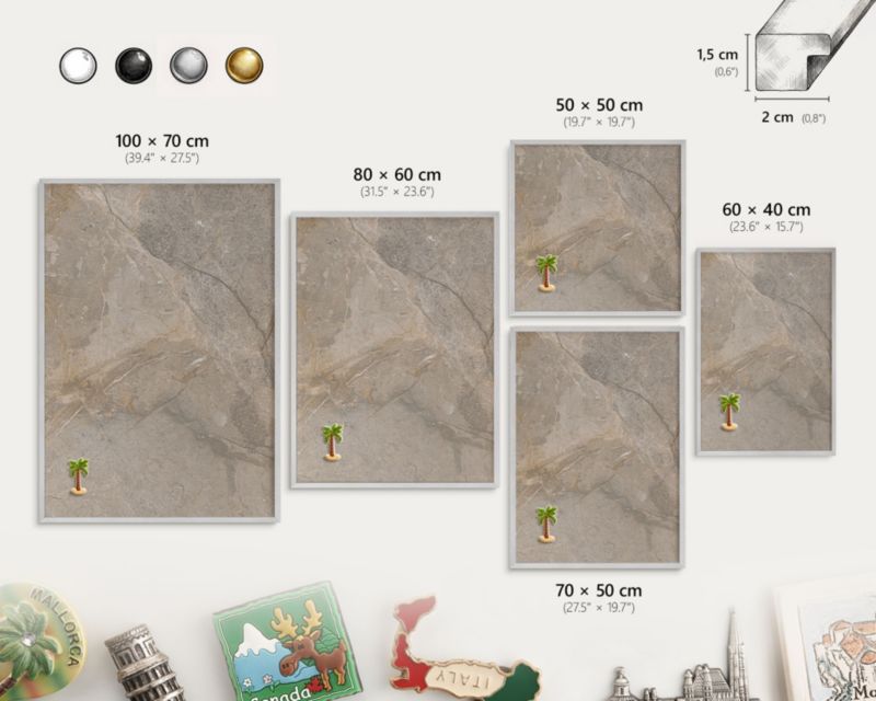Tablica magnetyczna ozdobna Wallfluent 80x60 Beżowy kamień w srebrnej ramie 1szt