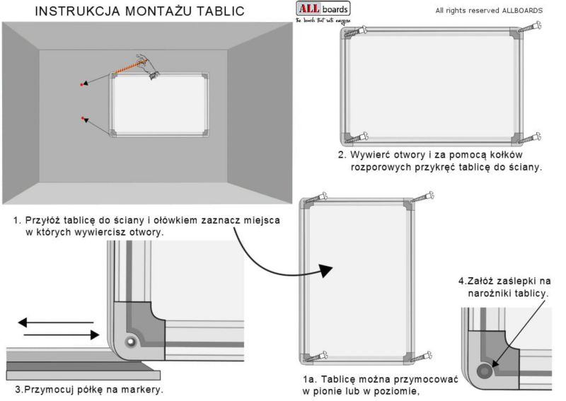 Tablica suchościeralna magnetyczna 150x100 cm ALLboards kratka 1 szt.