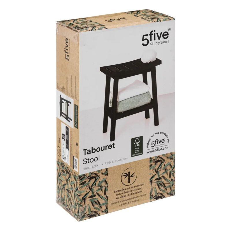 Taboret 5five Simply Smart bambusowy z półką 40x25x46 cm 1 szt.
