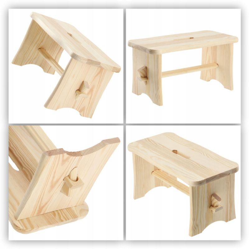 Taboret KADAX Drewniany Kuchenny Stołek Krzesło 39cm Solidny Podest Ryczka 1 szt.