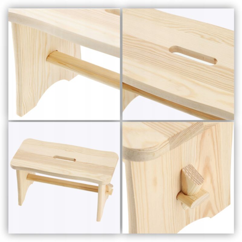Taboret KADAX Drewniany Kuchenny Stołek Krzesło 39cm Solidny Podest Ryczka 1 szt.