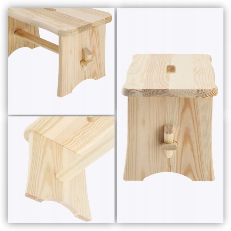 Taboret KADAX Drewniany Kuchenny Stołek Krzesło 39cm Solidny Podest Ryczka 1 szt.