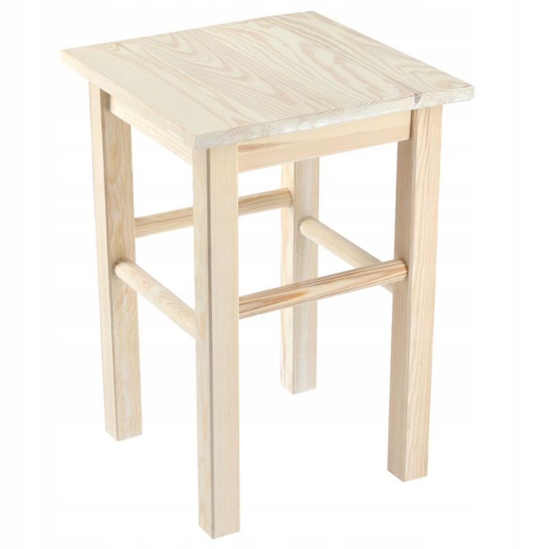 Taboret KADAX Drewniany Kuchenny Stołek Krzesło 43,5cm Solidny Naturalny 1 szt.