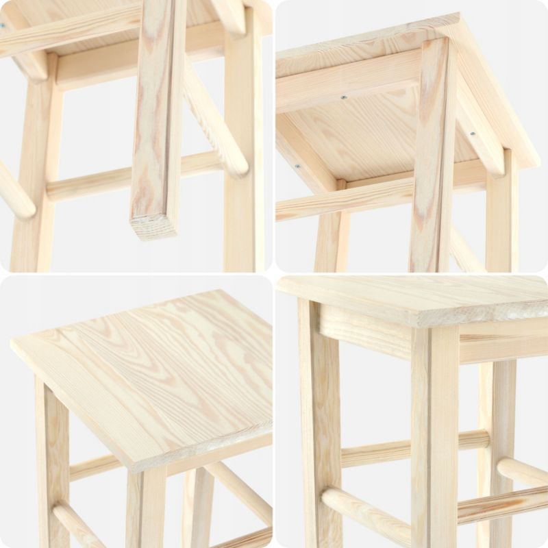 Taboret KADAX Drewniany Kuchenny Stołek Krzesło 43,5cm Solidny Naturalny 1 szt.