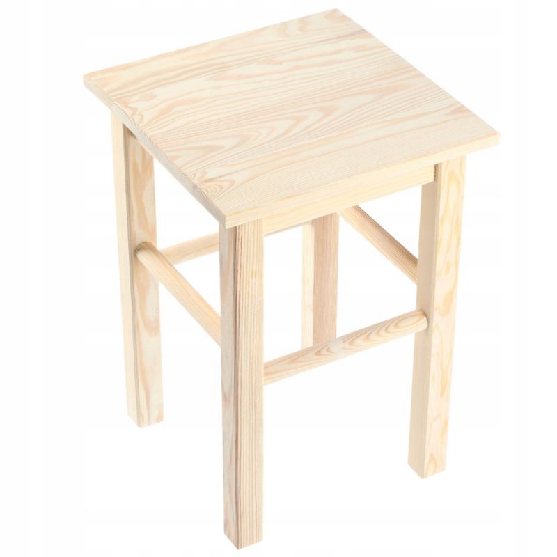 Taboret KADAX Drewniany Kuchenny Stołek Krzesło 43,5cm Solidny Naturalny 1 szt.