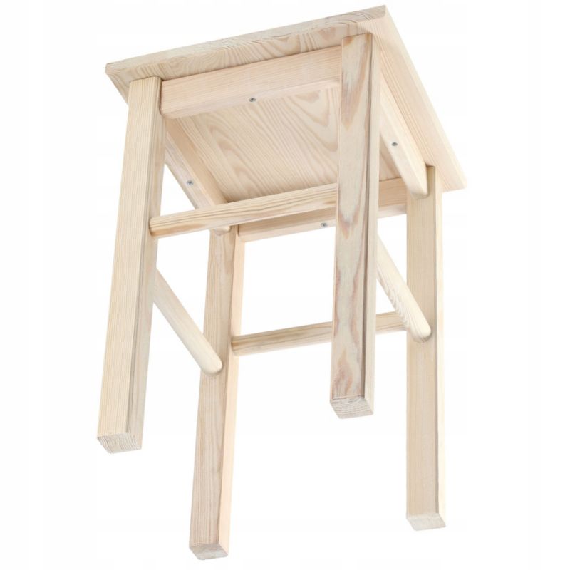 Taboret KADAX Drewniany Kuchenny Stołek Krzesło 43,5cm Solidny Naturalny 1 szt.