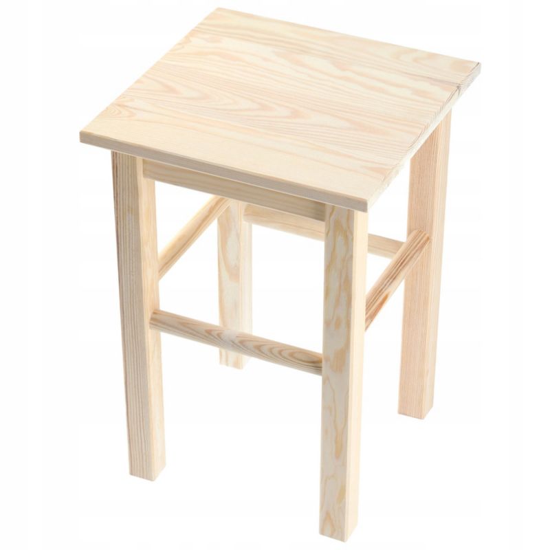 Taboret KADAX Drewniany Kuchenny Stołek Krzesło 43,5cm Solidny Naturalny 1 szt.