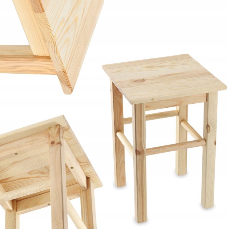 Taboret KADAX Drewniany Kuchenny Stołek Krzesło 44cm Solidny Taborety 4 szt.