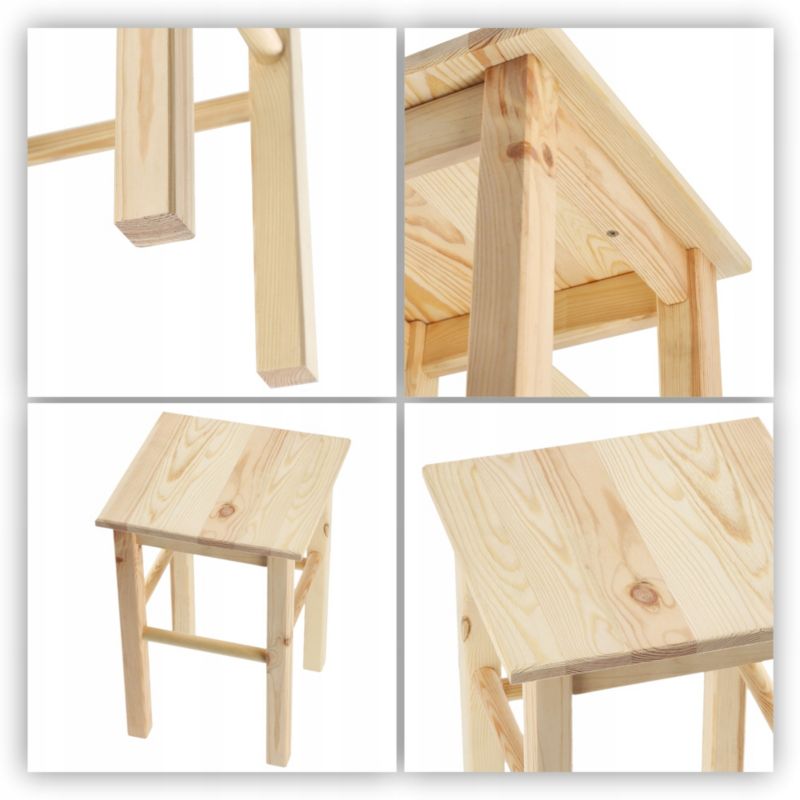 Taboret KADAX Drewniany Kuchenny Stołek Krzesło 44cm Solidny Taborety 4 szt.