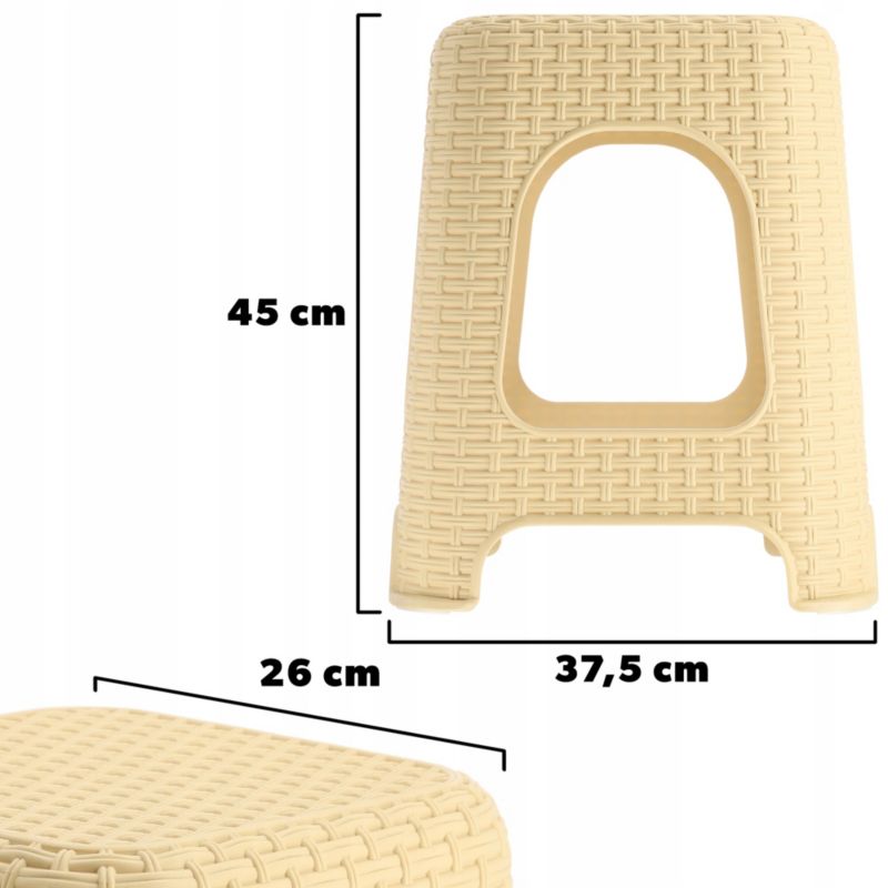 Taboret KADAX Stołek Kuchenny Rattan Beżowy 2szt