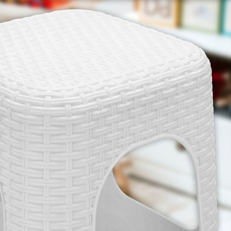 Taboret KADAX Stołek Kuchenny Rattan Biały 2szt