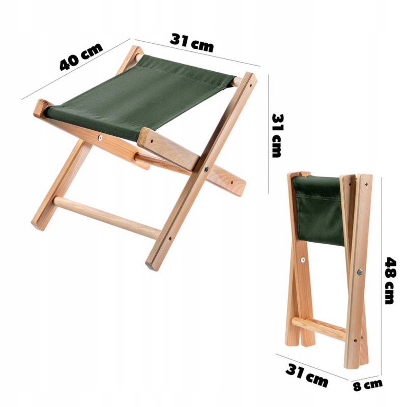 Taboret Składany KADAX Drewniany Podnóżek 40x31cm 1szt.