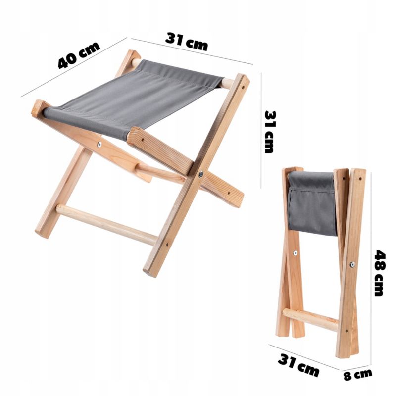 Taboret Składany KADAX Drewniany Stołek 40x31cm 1szt.