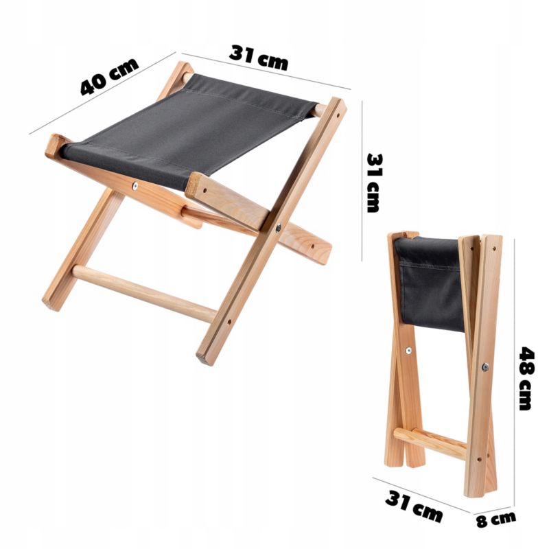Taboret Składany KADAX Drewniany Stołek 40x31cm Ogrodowy Do Ogrodu Domu Siedzisko 1szt.