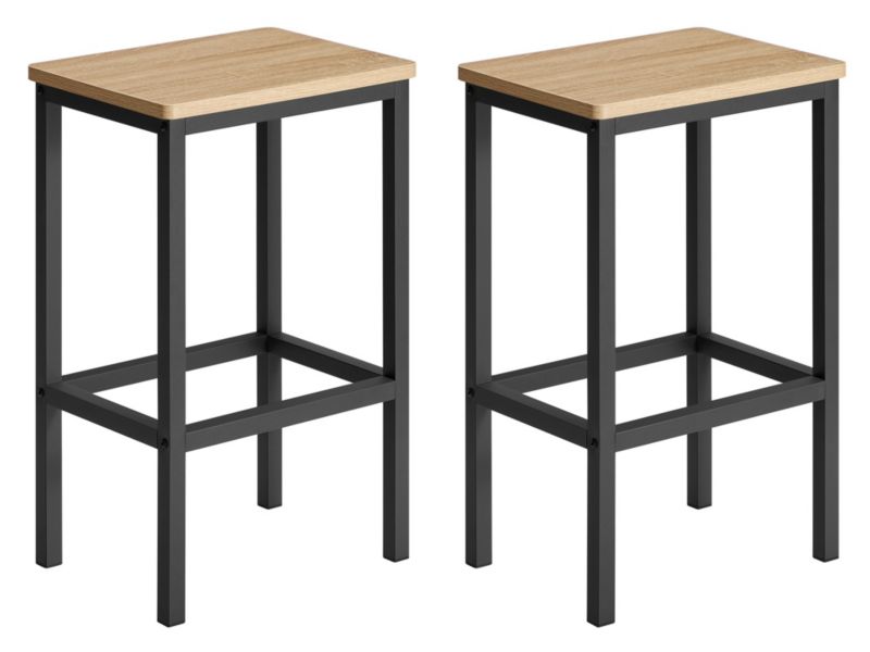 Taborety barowe Songmics 65cm zestaw 2szt dąb sonoma prostokąt 1 szt
