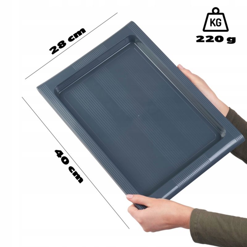 Tacka KADAX Kuchenna Taca Plastikowa Kelnerska Barowa Ciemny Popielaty 40x28cm 1szt.
