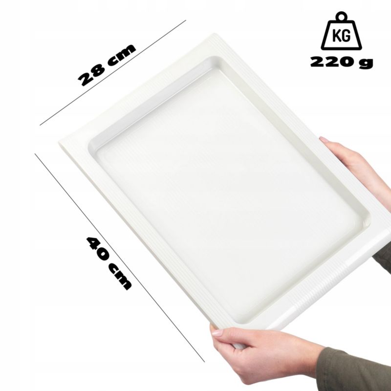 Tacka KADAX Kuchenna Taca Plastikowa Kelnerska Barowa Duża Biała 40x28cm 1szt.