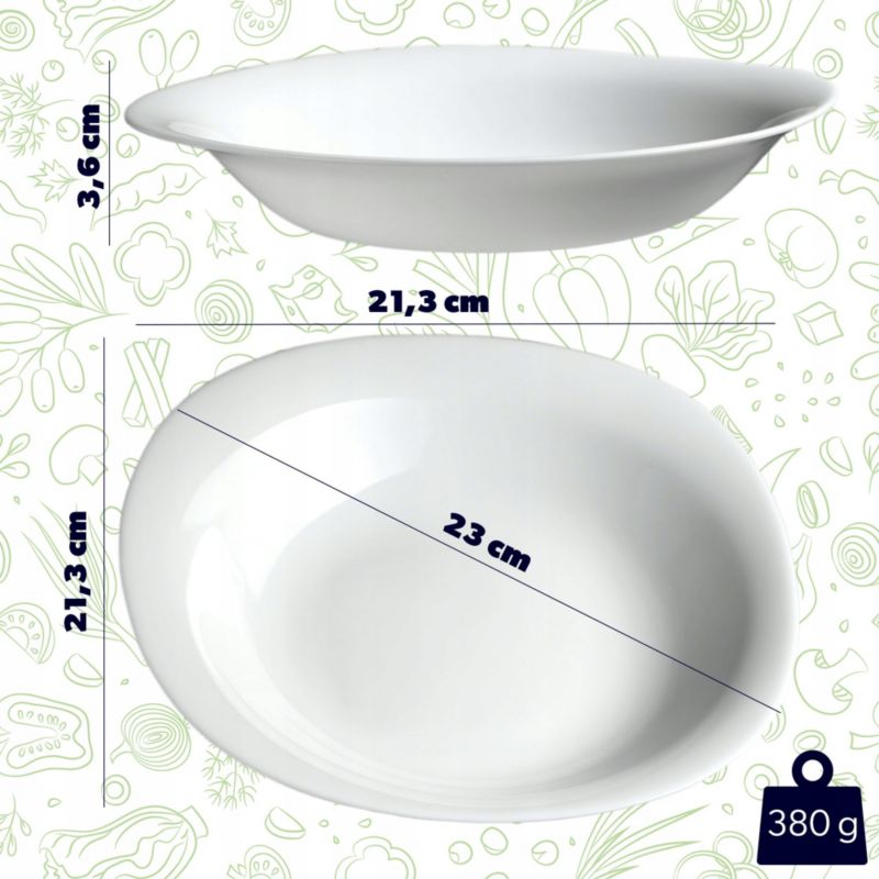 Talerz Obiadowy KADAX Głęboki 23cm Biały Na Zupę 1 szt.
