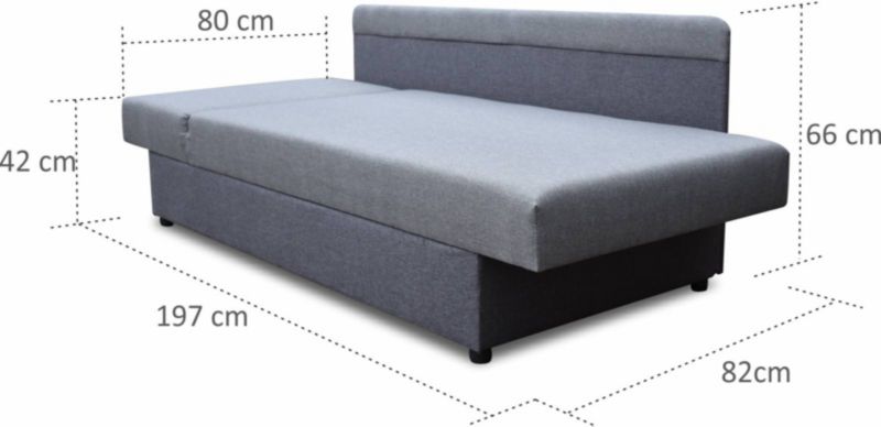Tapczan tapicerowany z pojemnikiem 80x200 Bonni Dawid Szare 1 szt.