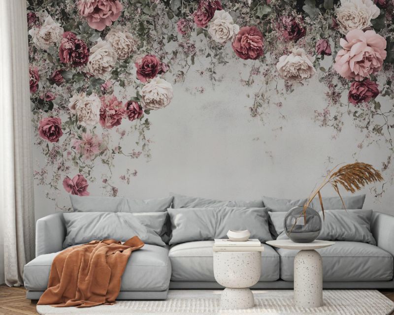 Tapeta Ścienna Kwiaty Beton WALLARENA 400x280 cm Fototapeta Na Flizelinie 1 szt.