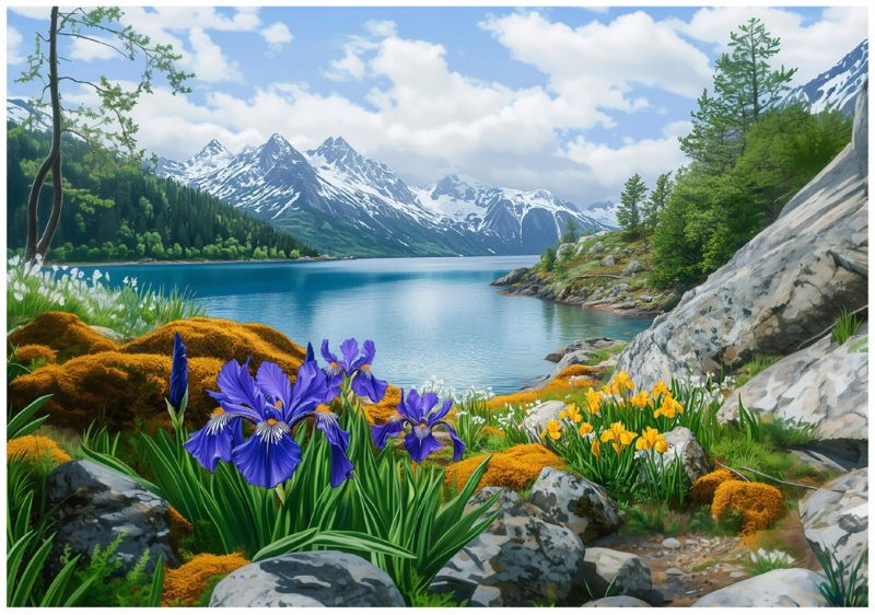 Tapeta Ścienna Natura Jezioro WALLARENA 300x210 cm Fototapeta Na Flizelinie 1 szt.