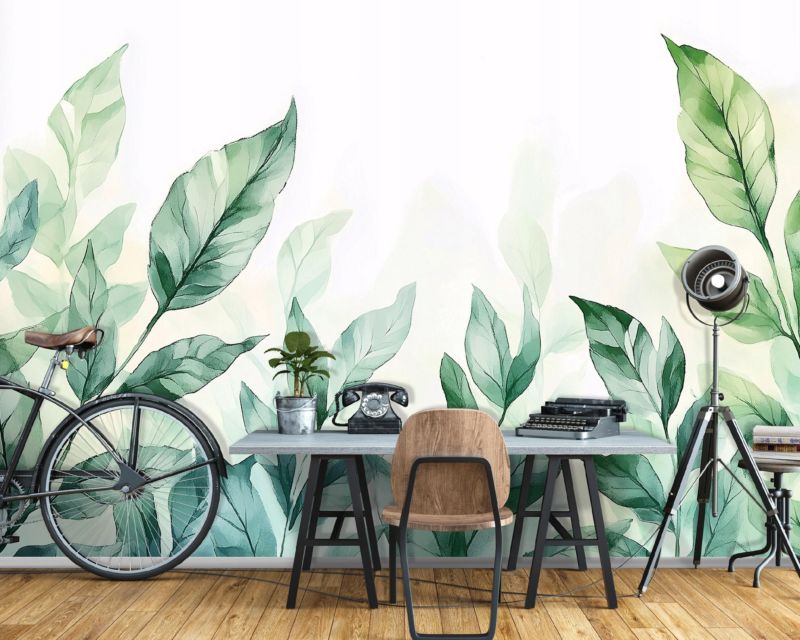 Tapeta Do Salonu Liście Zielone WALLARENA 250x175 cm Fototapeta Dekoracja Ścienna 1 szt.
