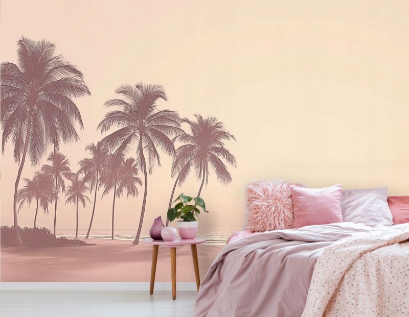 Tapeta Do Salonu Plaża Palmy WALLARENA 300x210 cm Fototapeta Nowoczesna Dekoracja 1 szt.