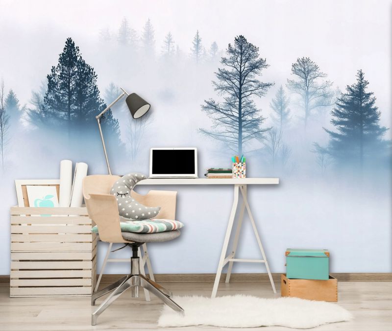 Tapeta Do Salonu Sypialni Las Mgła WALLARENA 350x250 cm Fototapeta Dekoracja Ścienna 1 szt.