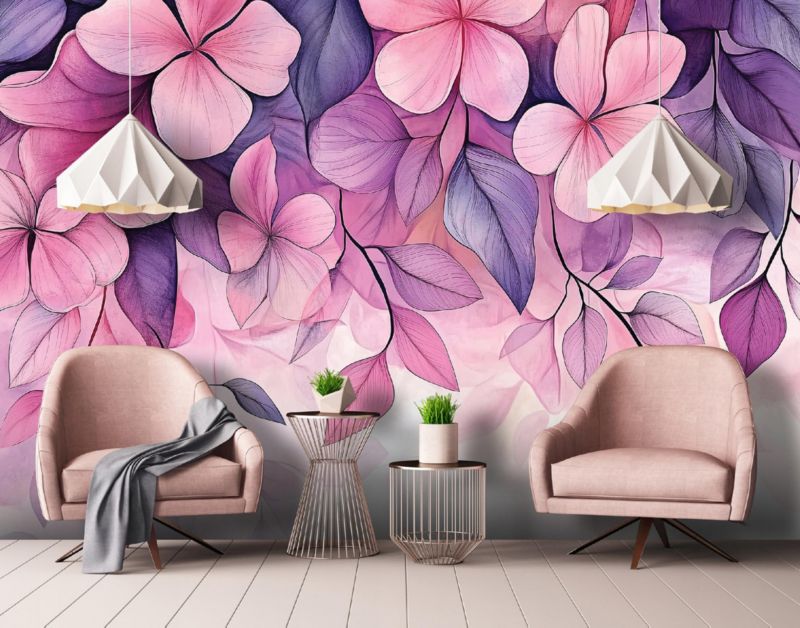 Tapeta Do Sypialni Salonu Kuchni WALLARENA 250x175 cm Dekoracja Fototapeta Kwiaty Liście 1 szt.