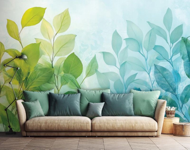 Tapeta Do Sypialni Salonu Kuchni WALLARENA 350x250 cm Dekoracja Fototapeta Liście Zielone 1 szt.
